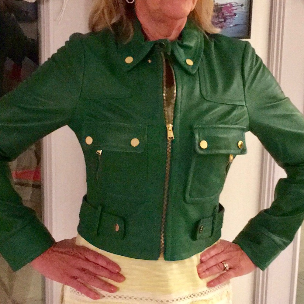 BCBG Green 100% leather jacket